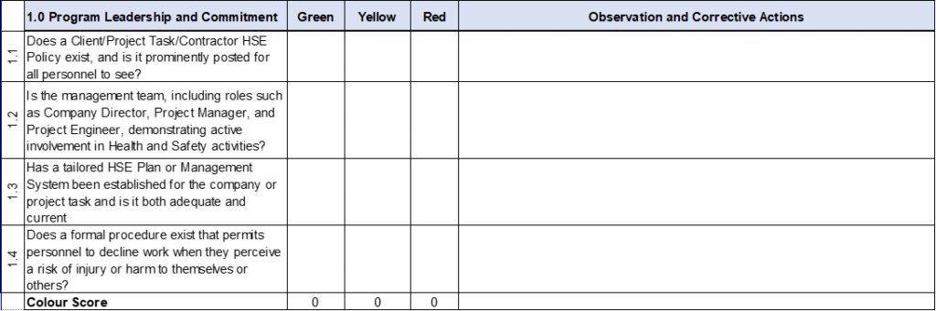 Program Leadership and Commitment with Observation and Corrective Actions